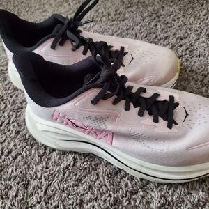 Hoka Clifton 10 Pink and Black Athletic Shoe Size 8.5B